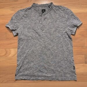 Strellson | Blue Henley Tee | Frayed Neck | size M